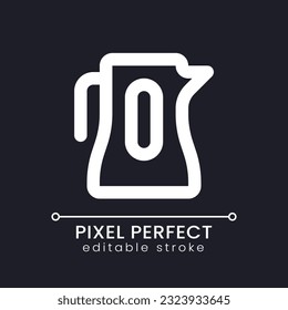 Icono ui lineal perfecto para el tema oscuro. Dispositivo para hervir agua. Pictograma de la línea del vector. Símbolo de interfaz de usuario aislado para el modo nocturno. Trazo editable. Fuente de Poppins utilizada