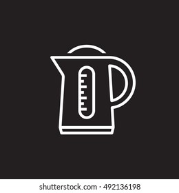 Electric Kettle, Pot line icon, outline vector sign, linear pictogram isolated on black. logo illustration