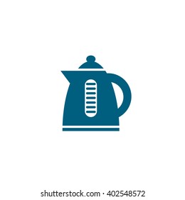 Electric kettle with scale. Vector icon blue
