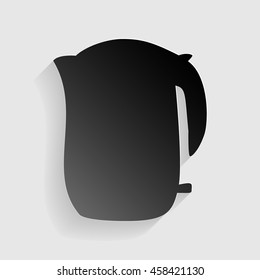 Electric kettle sign. Black paper with shadow on gray background.