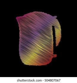 Electric kettle sign. Coloful chalk effect on black backgound.