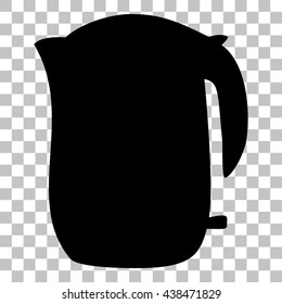 Electric kettle sign. Flat style black icon on transparent background.