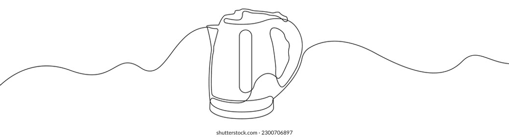 Electric kettle sign line continuous drawing vector. One line Teapot, kettle vector background. Teapot, kettle icon. Continuous outline of Teapot, kettle. Linear Teapots, kettles design.