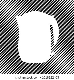 Electric kettle sign. Vector. Icon. Hole in moire background.