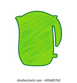 Electric kettle sign. Vector. Lemon scribble icon on white background. Isolated