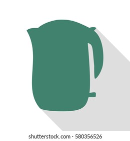 Electric kettle sign. Veridian icon with flat style shadow path.
