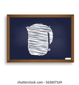 Electric kettle sign. White chalk icon on blue school board with shadow as background. Isolated.