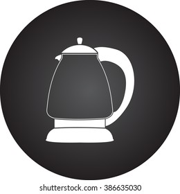 Electric kettle simple icon on round  background