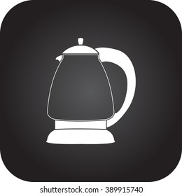 Electric kettle simple icon on square background