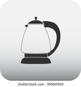 Electric kettle simple icon on square background
