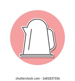 Icono de pegatina de hervidor eléctrico. Línea delgada simple, contorno vectorial de iconos web para ui y ux, sitio web o aplicación móvil