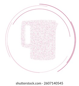 The electric kettle symbol filled with pink dots. Pointillism style. Vector illustration on white background