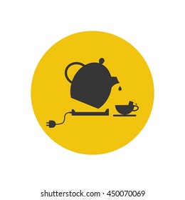 Electric kettle and tea cup silhouette. Vector illustration