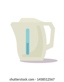 Electric kettle, teapot flat vector illustration. Domestic electrical equipment, consumer electronics. Kitchen utensil, kitchenware item, modern technology. Water boiler, tea making machine