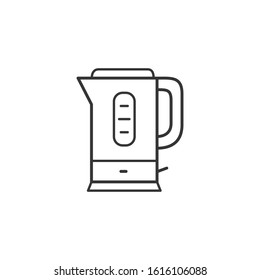 Electric kettle thin line icon. Kitchen household appliances editable stroke outline vector symbol. Electrical teapot linear sign isolated on white background