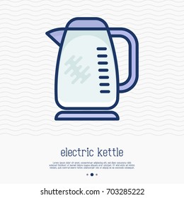 Electric kettle thin line icon. Simple vector illustration of home appliance.