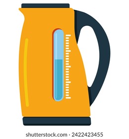 Elektrische Wasserkocher, Vektorgrafik-Illustration einzeln auf weißem Hintergrund.