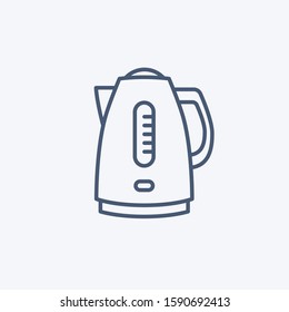 Electric kettle vector icon isolated on white, domestic appliance line outline thin flat design sign for web website, mobile app, online shop