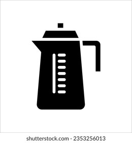 Electric kettle vector icon isolated on white, domestic appliance line outline thin flat design sign for web website,