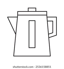 Electric kettle vector icon isolated on white, domestic appliance line outline thin flat design sign for web website