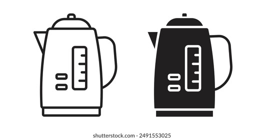 Electric kettle vector icon set in black color.