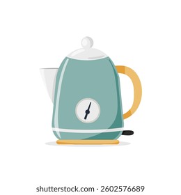 Electric kettle vector illustration in retro style, isolated on white background