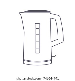 electric kettle vector line illustration on white background