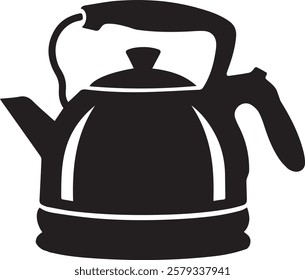 Electric kettle vector silhouette illustration on white background