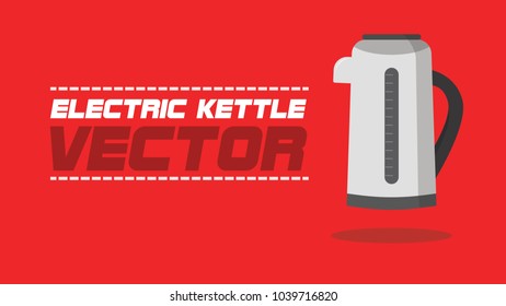 Electric kettle vector with text and red background