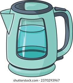 electric kettle with water without background