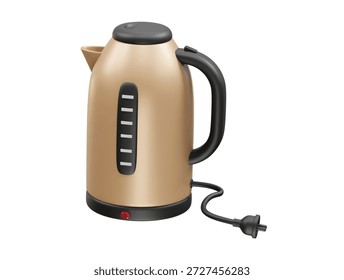 Wasserkocher mit Drahtsymbol 3D-Rendergrafik