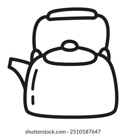 Electric kettles.Cookware kitchen. Teapot icon.Teapot doodle icon. Field kitchen.Travel iron kettle.Outline vector illustration.Isolated on white background.