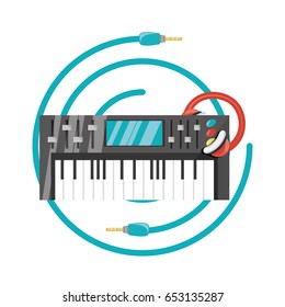 electric keyboard with headphone concept music