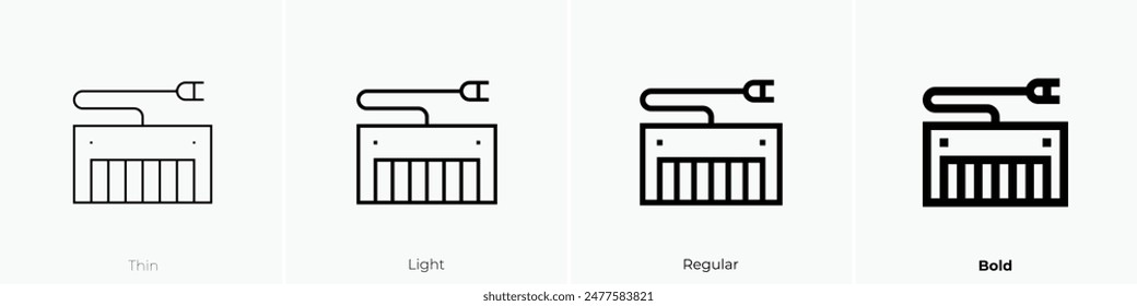electric keyboard icon. Thin, Light Regular And Bold style design isolated on white background