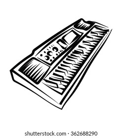 Electric Keyboard Sketchy Vector Icon