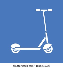 Electric kick scooter icon cartoon vector sign, modern city eco transport hire rentals.