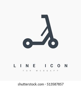 Electric kick scooter isolated minimal flat line icon