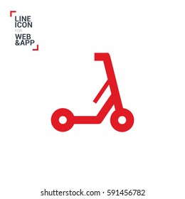 Electric kick scooter isolated minimal flat line icon