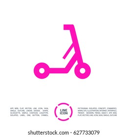 Electric kick scooter line vector icon