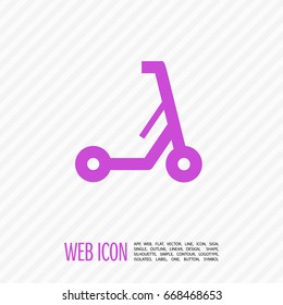 Electric kick scooter line vector icon
