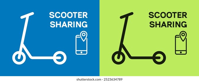 Ícone de compartilhamento de scooter elétrico. Ilustração vetorial