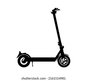 Electric Kick Scooter Silhouette Vector Illustration.