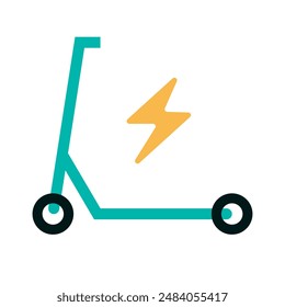 Electric kickboard and electricity icon. Vector.