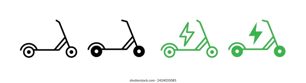 Electric Kickboard Line Icon. Scooter mobility icon in black and white color.