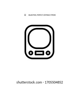 Electric kitchen scale simple black line web icon vector illustration. Editable stroke. 48x48 Pixel Perfect.
