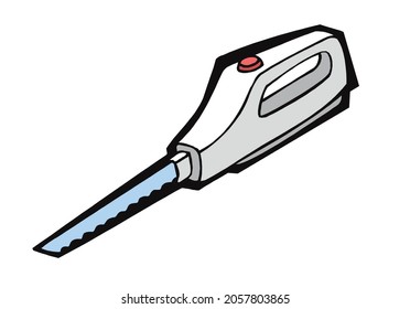 Electric knife. Home appliance, kitchen object. Cartoon style vector illustration isolated on white background.