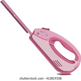 Electric knife, Kitchen utensils, cooking equipment, pink, flat illustration,