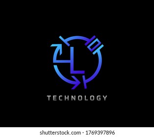 Electric L Letter Icon Design With Circle Shape and Electrical Engineering Component Symbol.