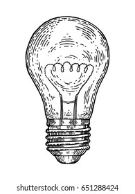 Electric lamp engraving vector illustration. Scratch board style imitation. Hand drawn image.
