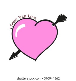 Electric lamp with form of a heart. Vector graphic eps10.